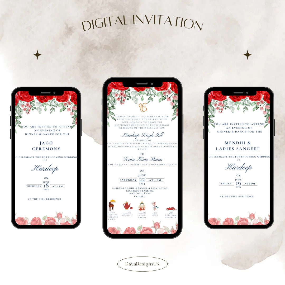 Sikh Wedding Video Invite, Done For You, Modern Traditional, Digital Invitation, Sikh Occasion, Engagement Jago Sangeet