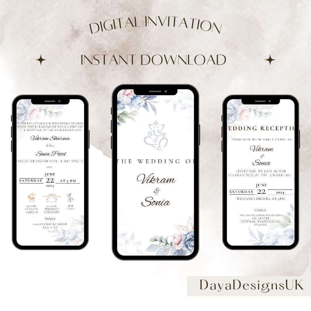 Hindu Wedding Invitation Template, 5 page Bundle, Complete Wedding Programme, Instant Download