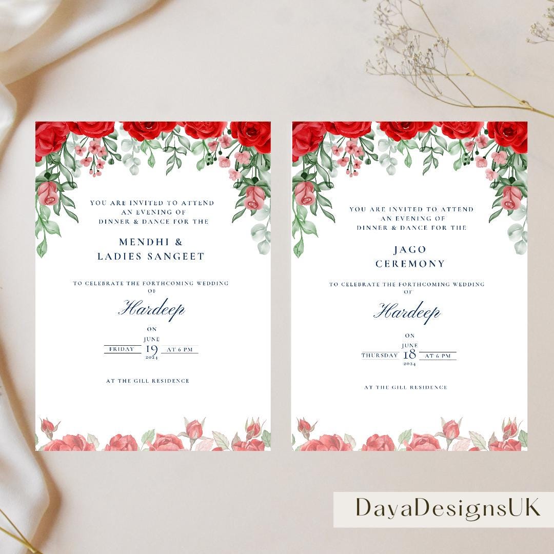 Bespoke Digital Indian Wedding Invitation, 5 inserts, Full Wedding Programme, Made To Order, Sit Back While I Create Your Invitation