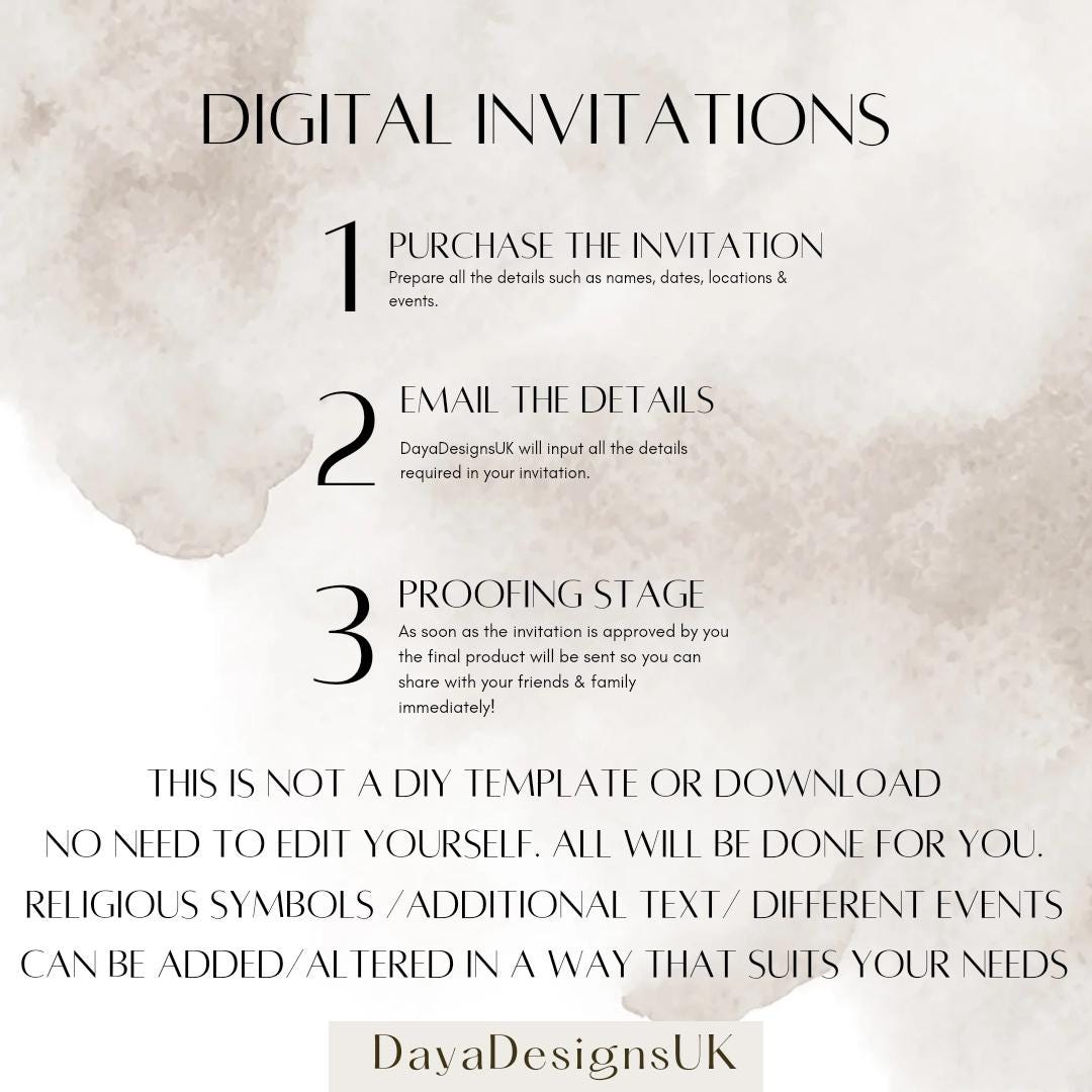 Bespoke Digital Indian Wedding Invitation, Full Wedding Programme, Done For You Service, Sit Back While I Create Your Invitation