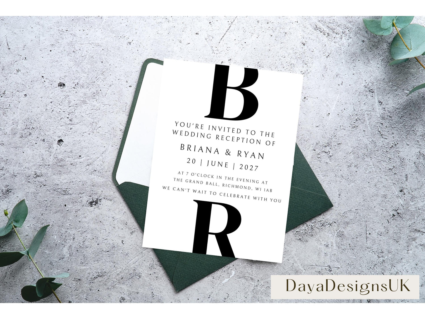 Minimalist Save The Date + Wedding Template Bundle, Black and White Digital Download, Smartphone, Aesthetic Template, Editable