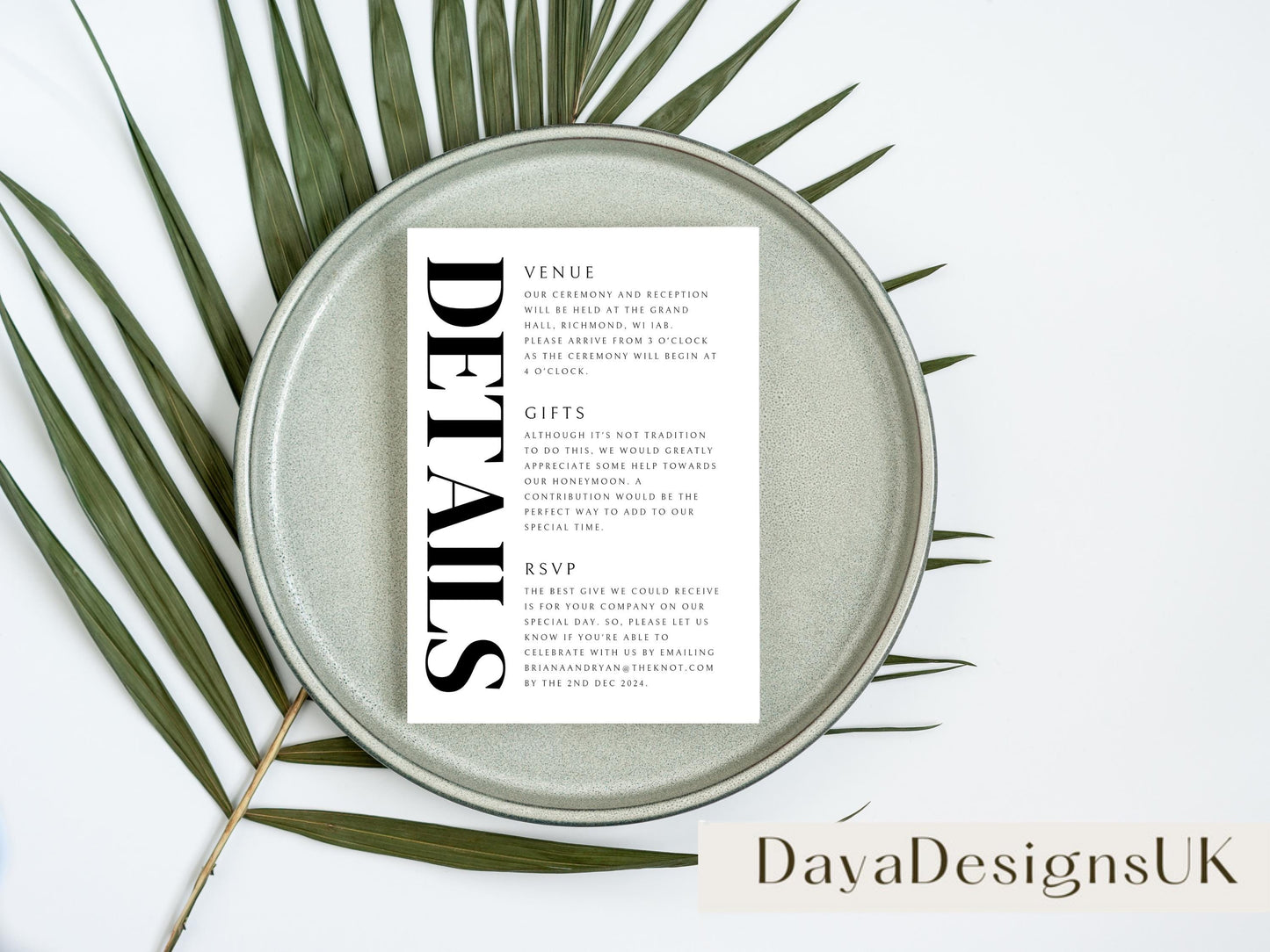 Minimalist Save The Date + Wedding Template Bundle, Black and White Digital Download, Smartphone, Aesthetic Template, Editable