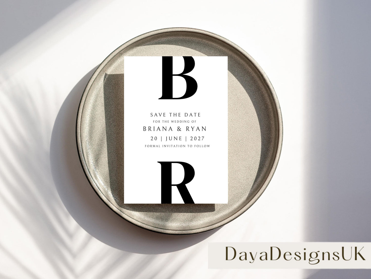 Minimalist Save The Date + Wedding Template Bundle, Black and White Digital Download, Smartphone, Aesthetic Template, Editable