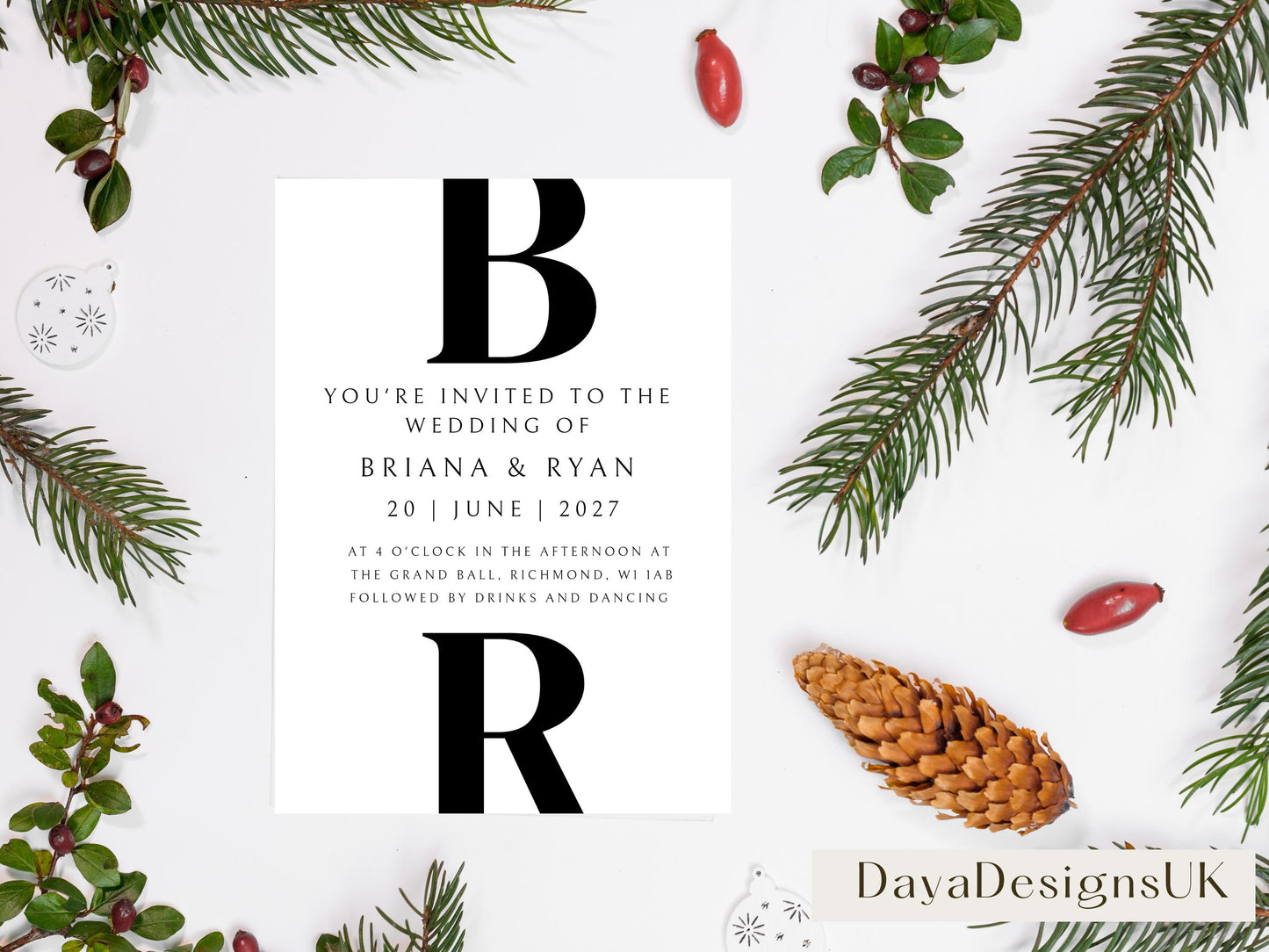 Minimalist Save The Date + Wedding Template Bundle, Black and White Digital Download, Smartphone, Aesthetic Template, Editable