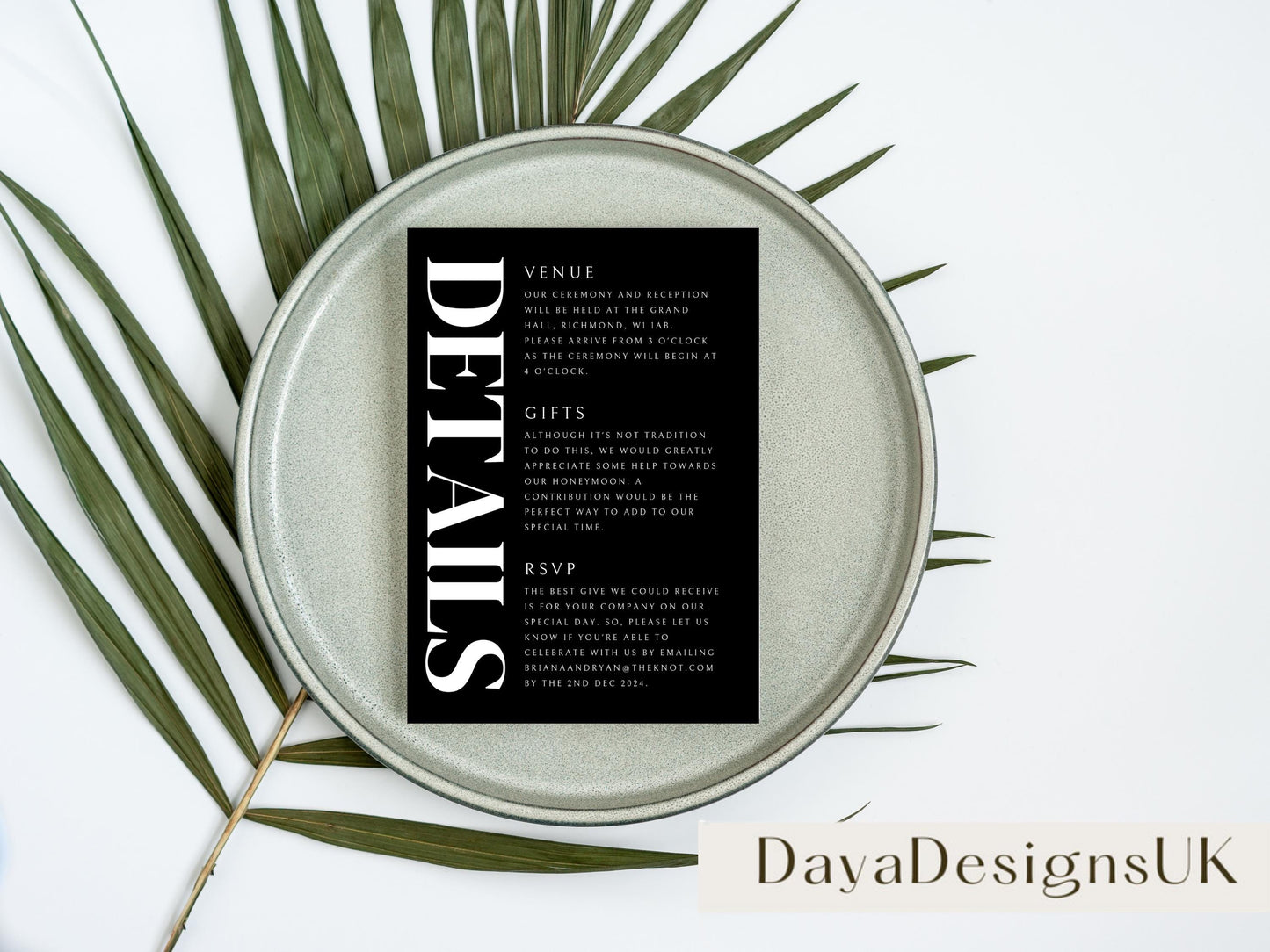 Minimalist Save The Date + Wedding Template Bundle, Black and White Digital Download, Smartphone, Aesthetic Template, Editable