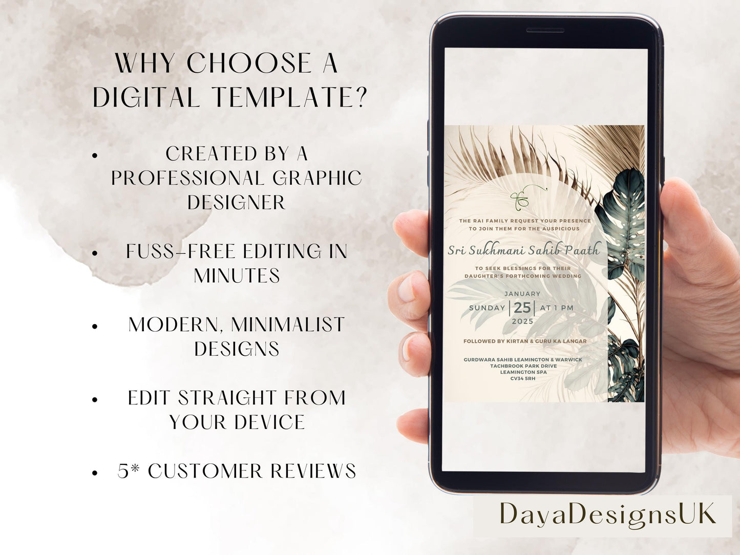 Sukhmani Sahib Path Digital Invitation for Any Occasion, Roka, Birthday, Wedding Path, Gold Green Theme, Canva Editable, Sikh Programme