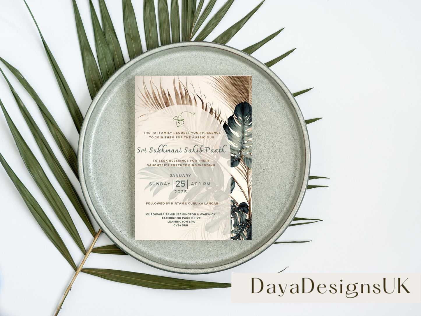 Sukhmani Sahib Path Digital Invitation for Any Occasion, Roka, Birthday, Wedding Path, Gold Green Theme, Canva Editable, Sikh Programme