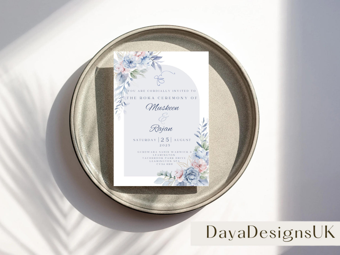 Editable Roka Chunni Takhar Ceremony Invite, Birthday, Modern Neutral Floral, Canva Editable, Sikh Occasion, Engagement DIY Invitation