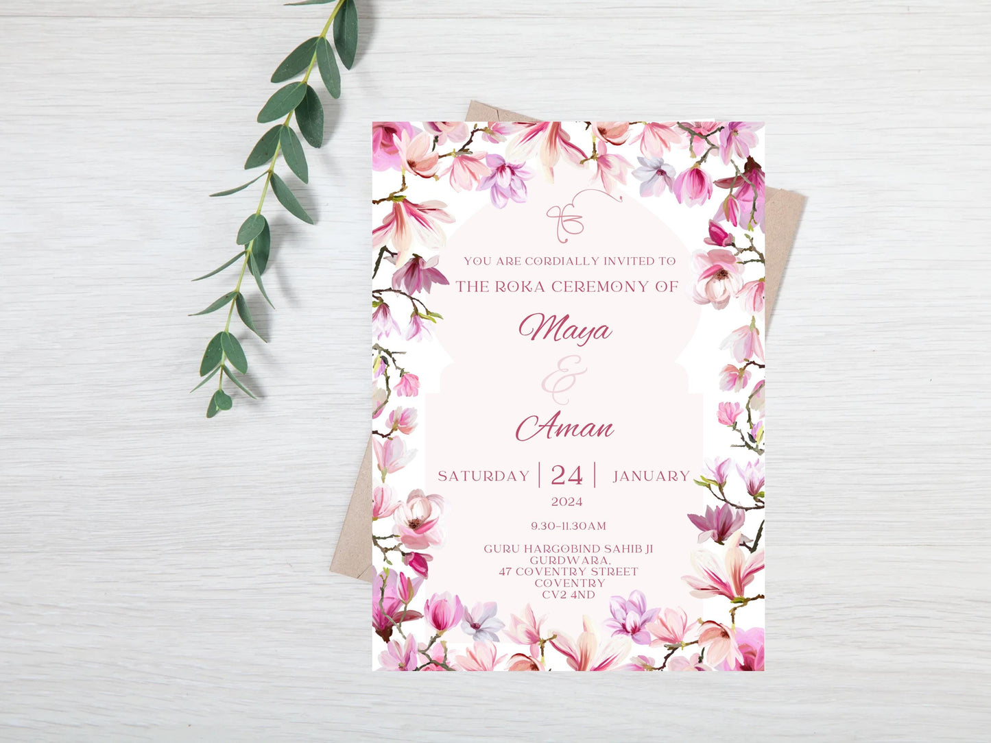Editable Roka Chunni Takhar Ceremony Invite, Birthday, Modern Brught Floral, Canva Editable, Sikh Occasion, Engagement DIY Invitation