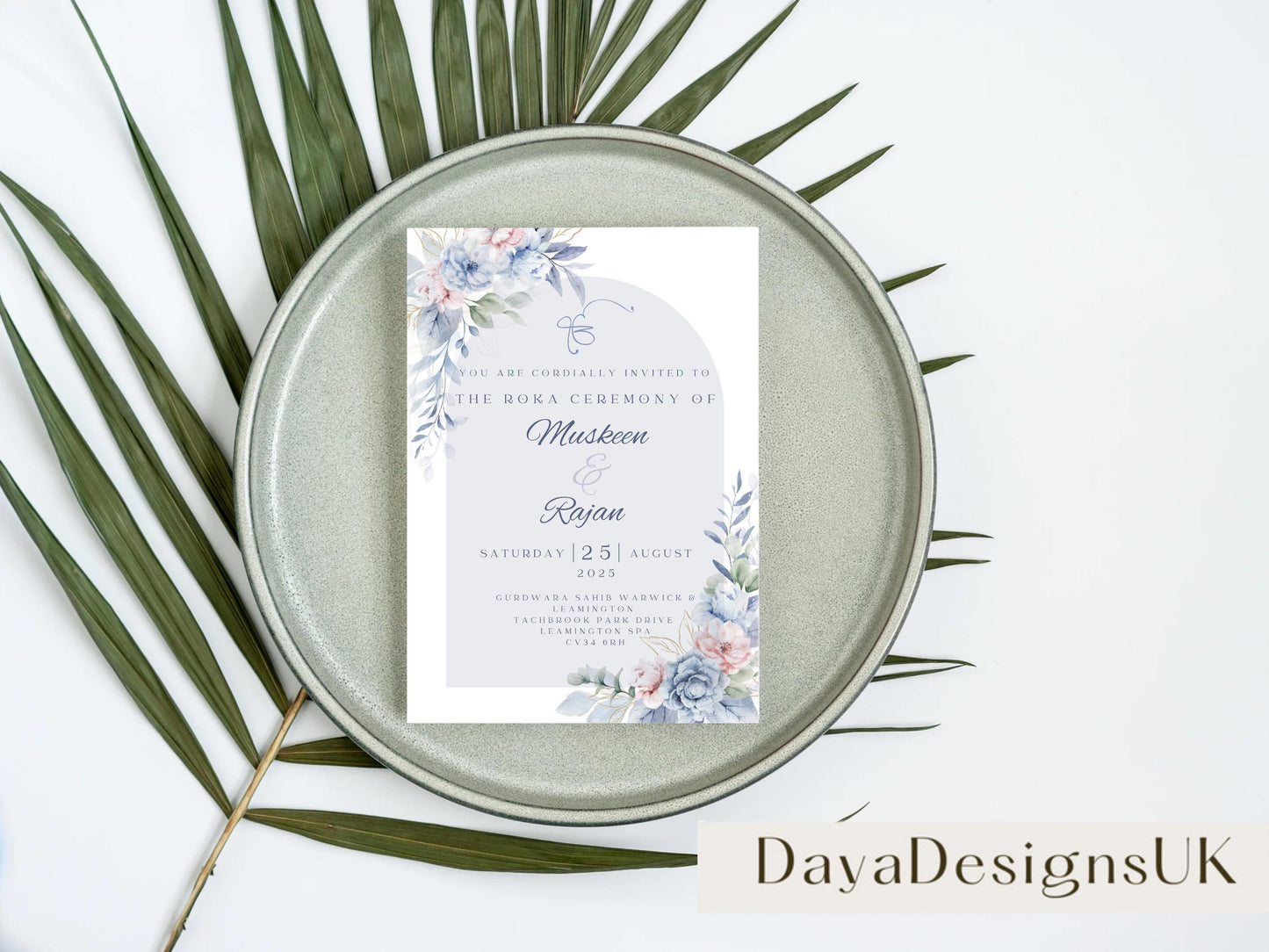 Editable Roka Chunni Takhar Ceremony Invite, Birthday, Modern Neutral Floral, Canva Editable, Sikh Occasion, Engagement DIY Invitation