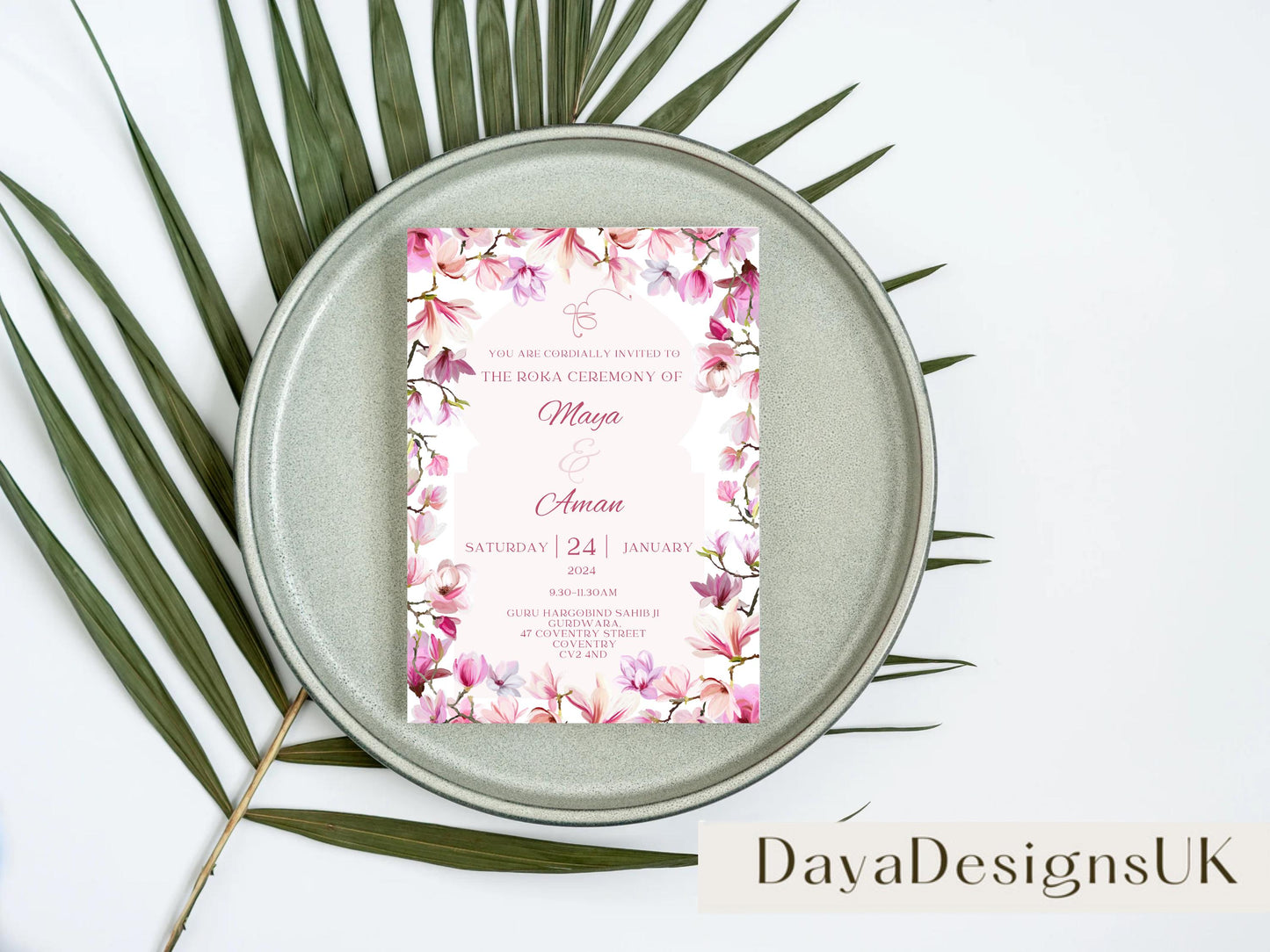 Editable Roka Chunni Takhar Ceremony Invite, Birthday, Modern Brught Floral, Canva Editable, Sikh Occasion, Engagement DIY Invitation
