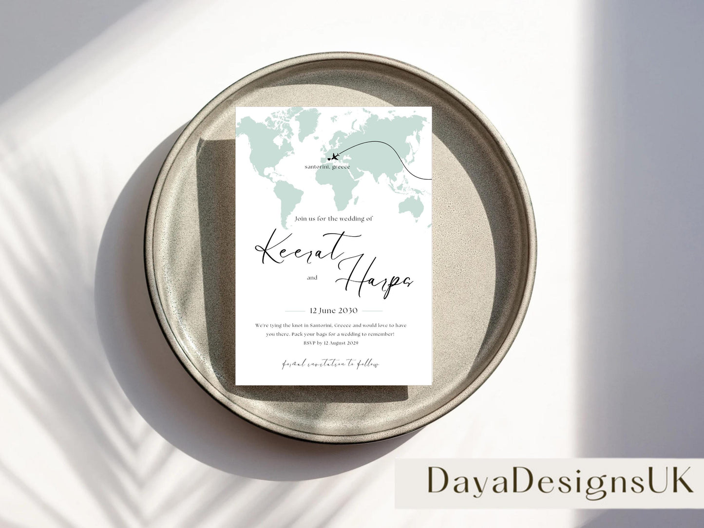 Destination Wedding Save the Date Digital Template Invitation – 2 Insert Sikh or Hindu Wedding | Sage Minimalist Aesthetic | Edit in Canva