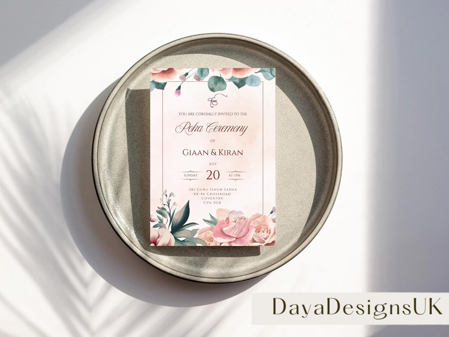 Editable Roka Chunni Takhar Ceremony Invite, Canva Download, Sikh Occasion, Hindu Engagement Invitation, Matching Welcome Sign Available