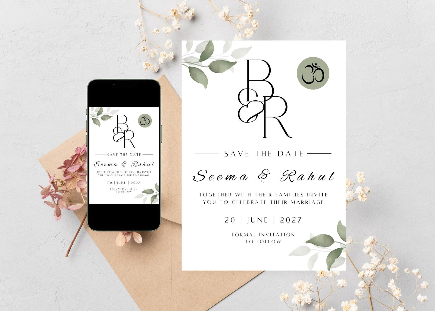 Digital Roka Chunni Takhar Ceremony Invite, Modern Floral Autumn Theme, Canva Editable, Sikh Occasion, Hindu Roka, Engagement DIY Invitation