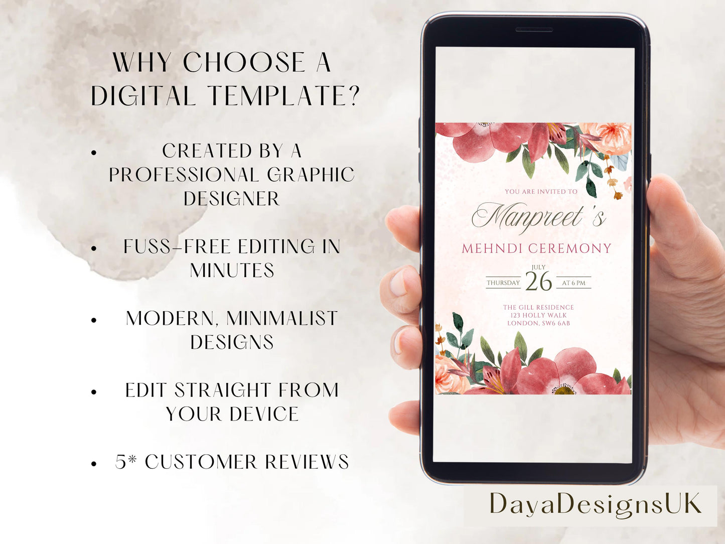 Floral Mehndi Welcome Sign Digital Template | A2 Size | Canva Download | Matching Invitation Set | Sangeet Sign | BONUS Mehndi Decor Signs