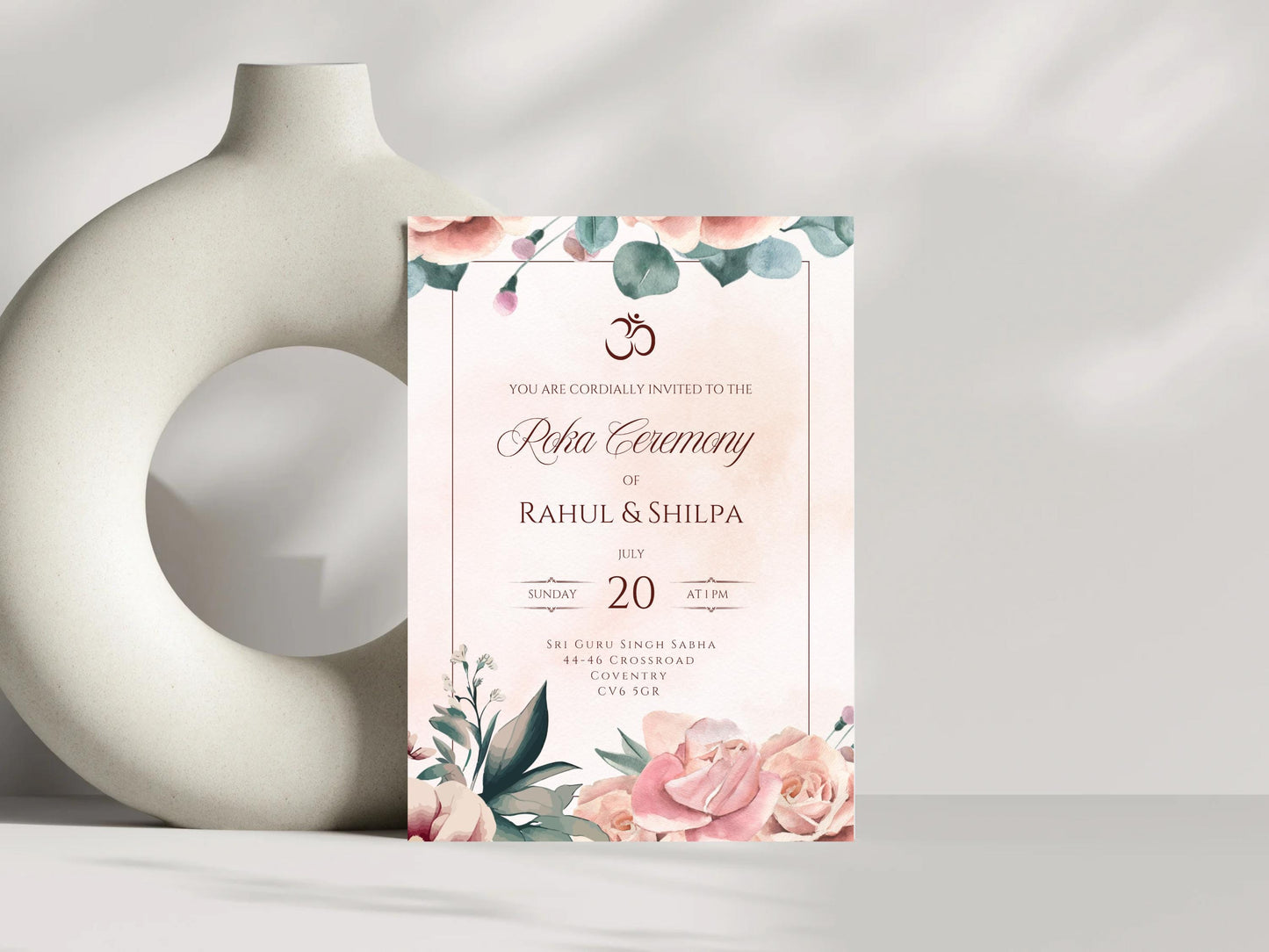 Floral Roka Chunni Welcome Sign Template | Editable Canva Digital Download | A2 Size | Matching Invitation Set | Printable Engagement Sign