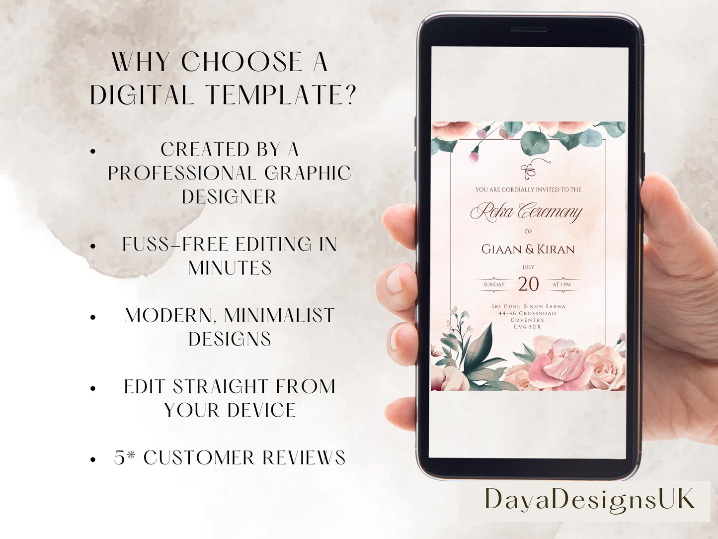 Floral Roka Chunni Welcome Sign Template | Editable Canva Digital Download | A2 Size | Matching Invitation Set | Printable Engagement Sign