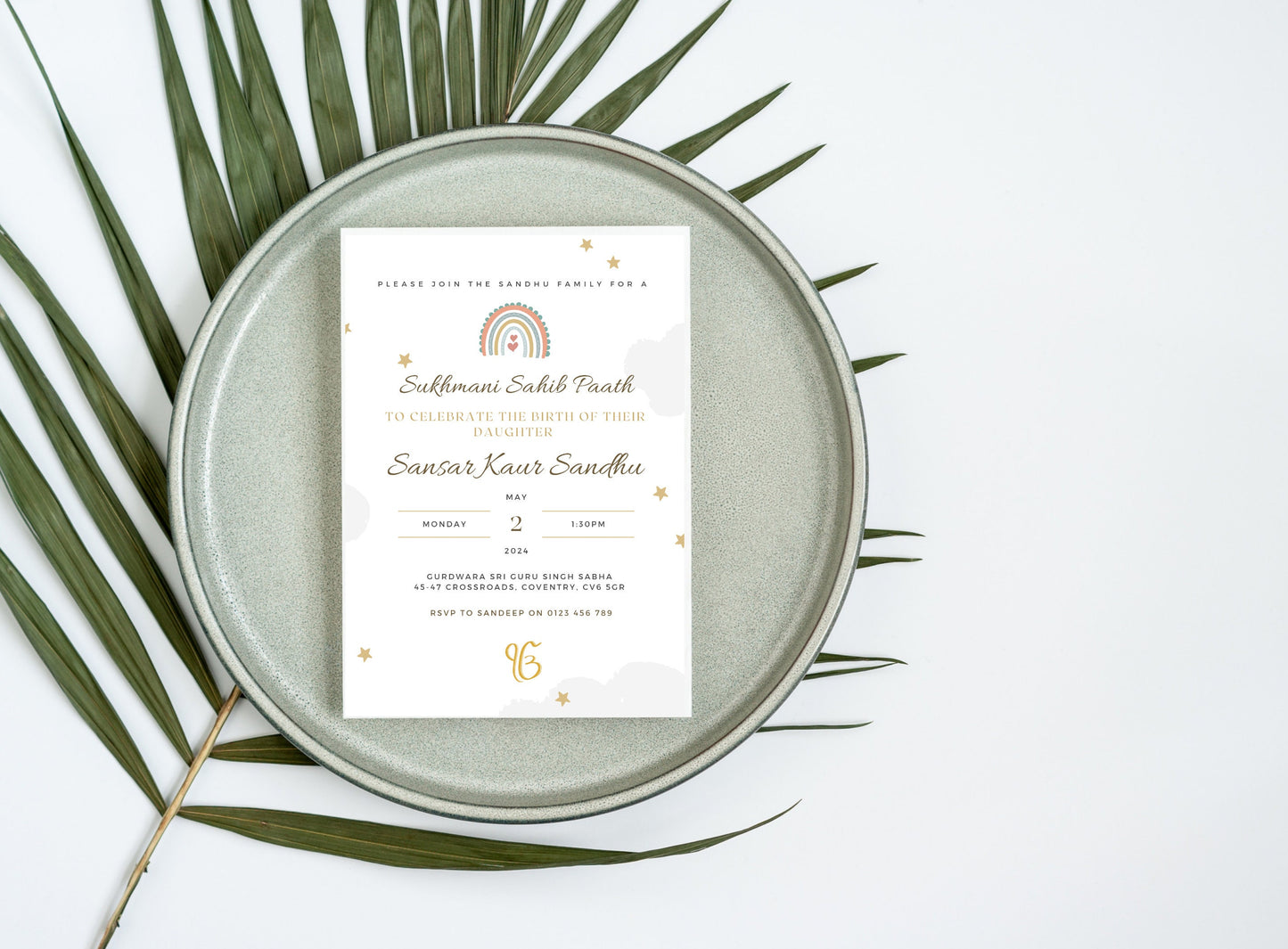 Digital Sukhmani Sahib Paath Invitation, Modern Gender Neutral Design, Canva Editable, Sikh Occasion, Son's Birth, Daughter's Birth