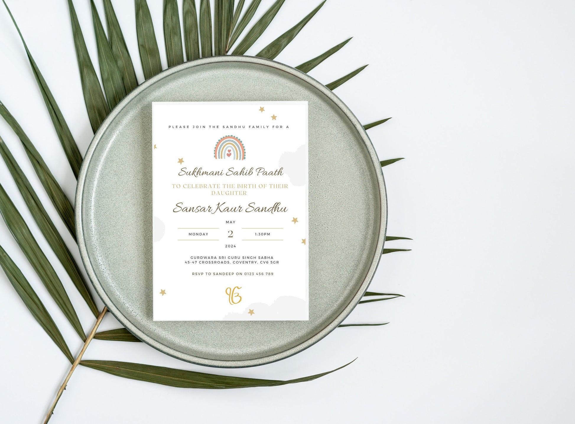 Digital Sukhmani Sahib Paath Invitation, Modern Gender Neutral Design, Canva Editable, Sikh Occasion, Son's Birth, Daughter's Birth