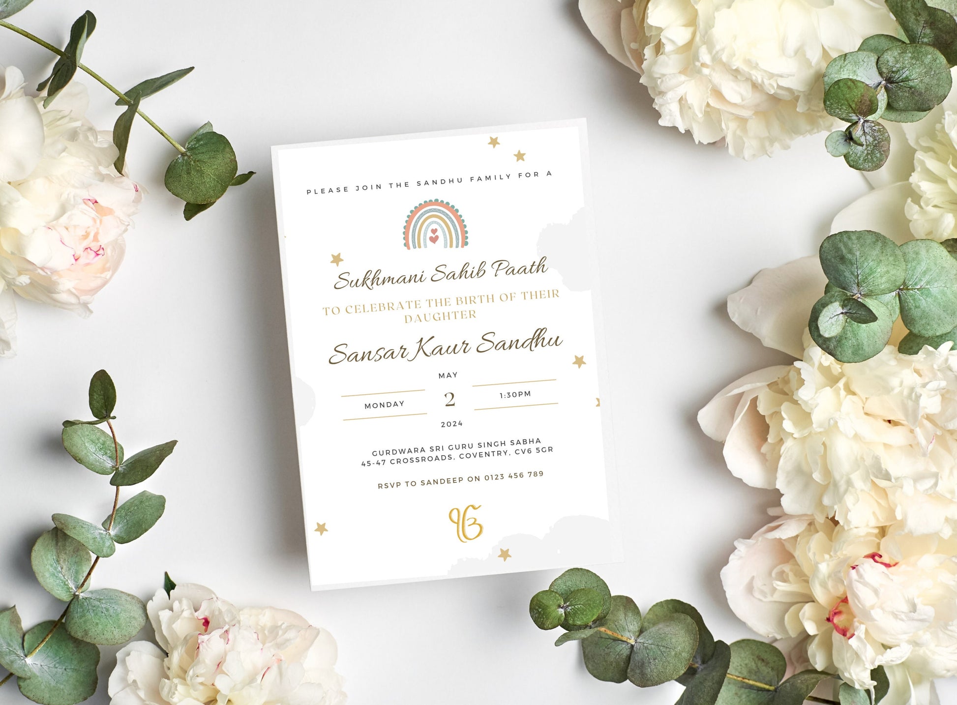 Digital Sukhmani Sahib Paath Invitation, Modern Gender Neutral Design, Canva Editable, Sikh Occasion, Son's Birth, Daughter's Birth