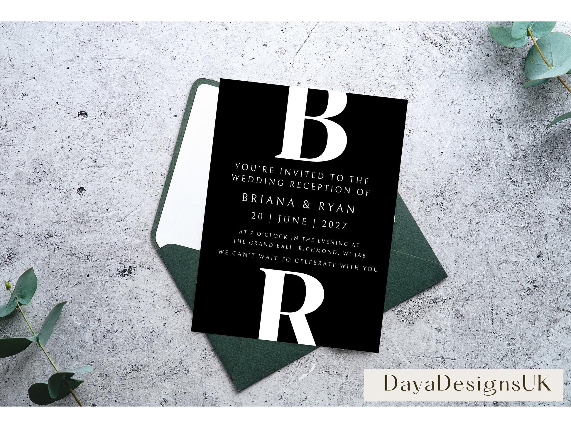 Minimalist Save The Date + Wedding Template Bundle, Black and White Digital Download, Smartphone, Aesthetic Template, Editable