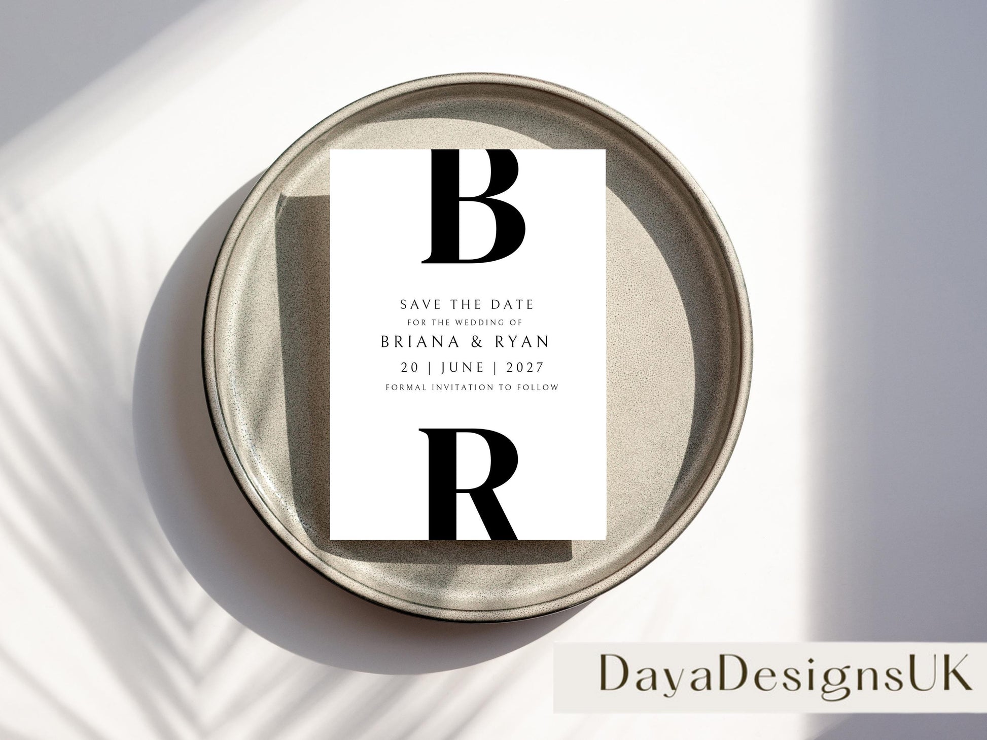 Minimalist Save The Date + Wedding Template Bundle, Black and White Digital Download, Smartphone, Aesthetic Template, Editable