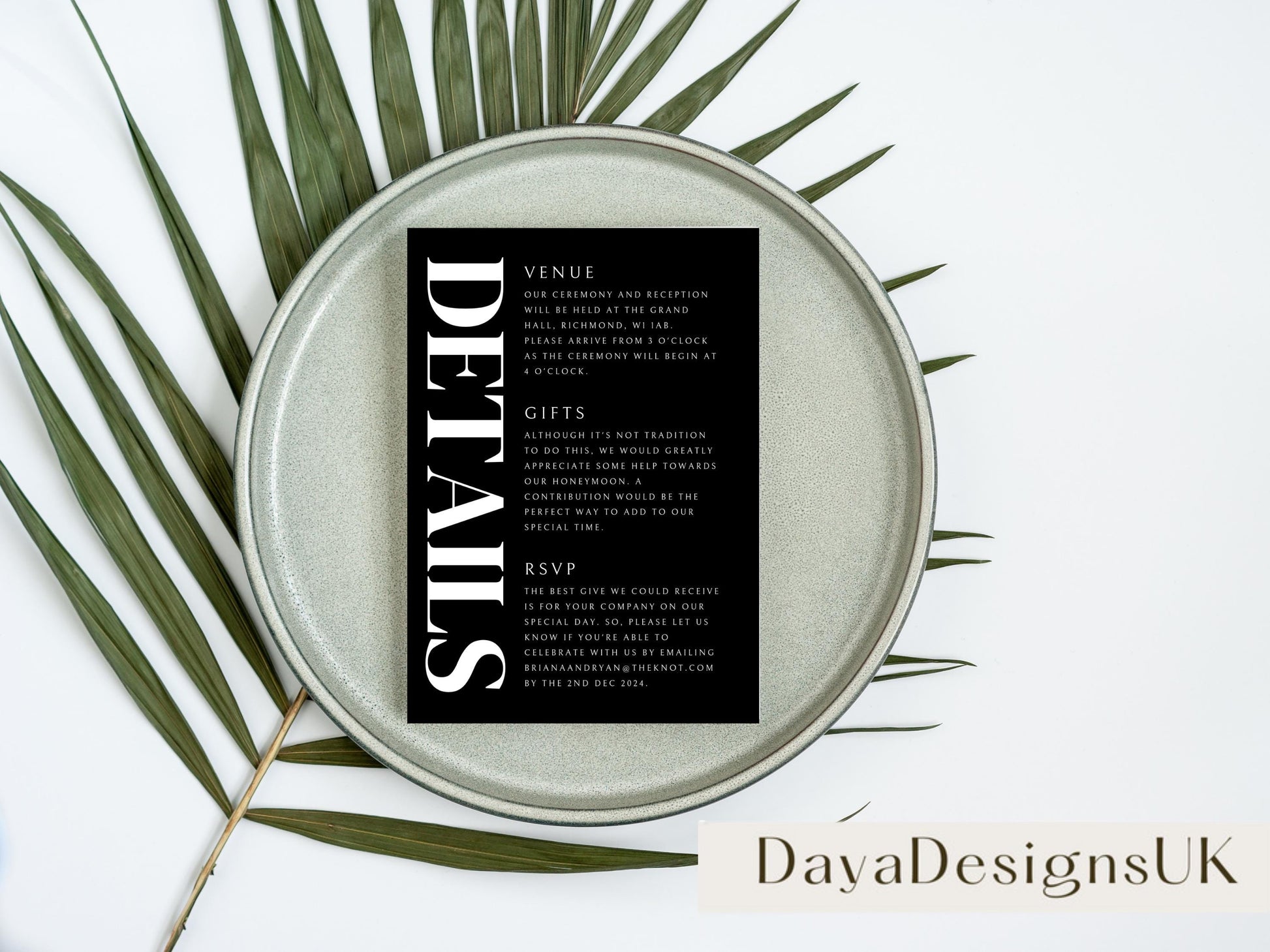 Minimalist Save The Date + Wedding Template Bundle, Black and White Digital Download, Smartphone, Aesthetic Template, Editable