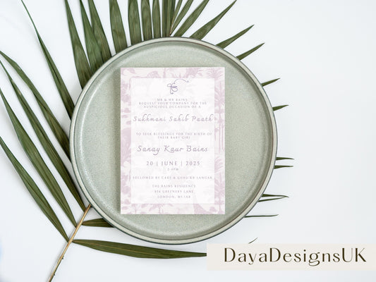 Digital Sukhmani Sahib Path Invitation, Birth of Daughter, Modern Safari Animal Theme, Canva Editable, Sikh, Girls 1st Birthday