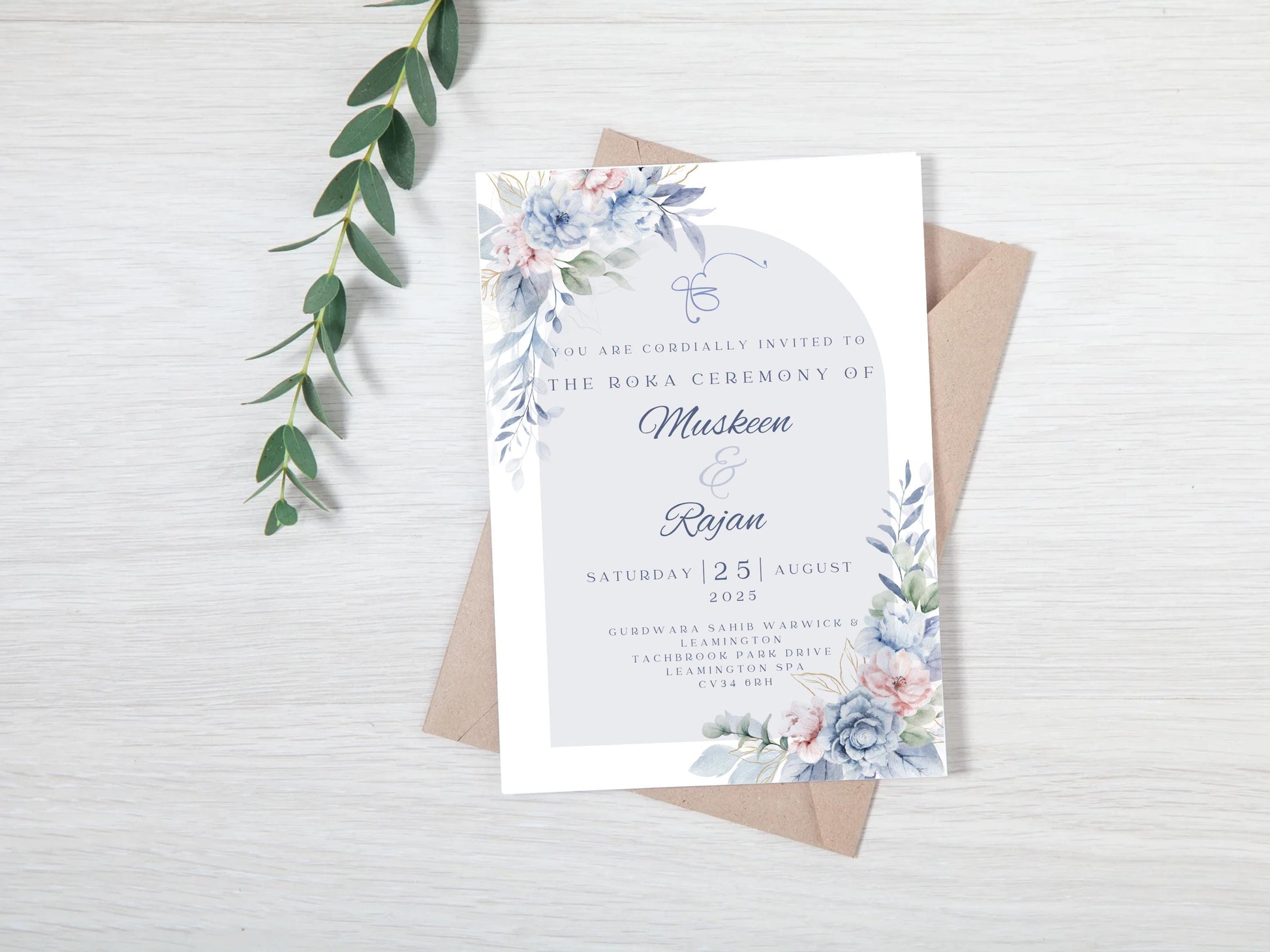 Editable Roka Chunni Takhar Ceremony Invite, Birthday, Modern Neutral Floral, Canva Editable, Sikh Occasion, Engagement DIY Invitation