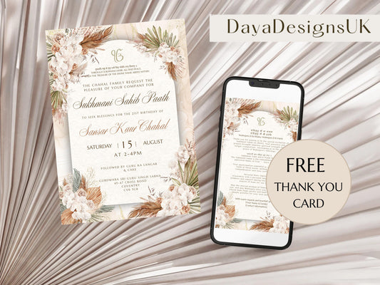 Made to Order Sukhmani Sahib Path Digital Invitation, 21st Birthday, Modern Rustic Decor, Relax- While We Do it For You