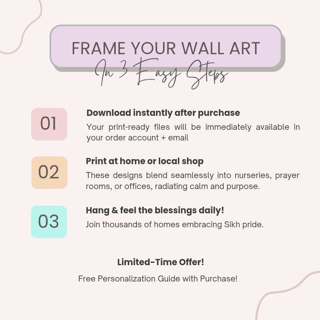 Custom Sikh Art Prints, Gurbani Wall Decor Digital Download - A4, A3, A2 Sizes, Personalised Made to Order Printable, Home Nursery Decor