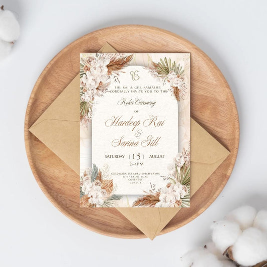 Digital Roka Chunni Takhar Ceremony Invite, Modern Rustic Theme, Canva Editable, Sikh Occasion, Engagement DIY Invitation
