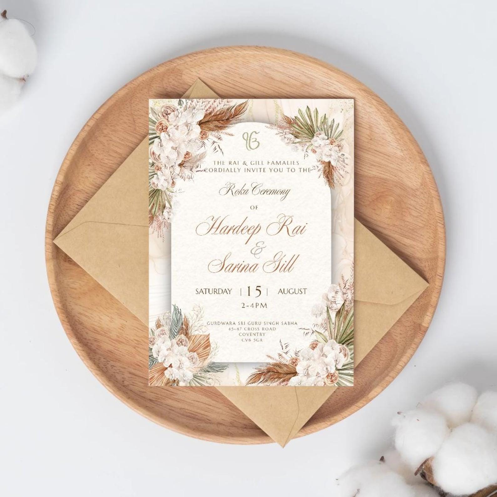 Rustic Autumn Floral Roka Welcome Sign Template | Editable Canva Digital Download | A2 Ceremony Sign | Matching Invitation Set | Engagement