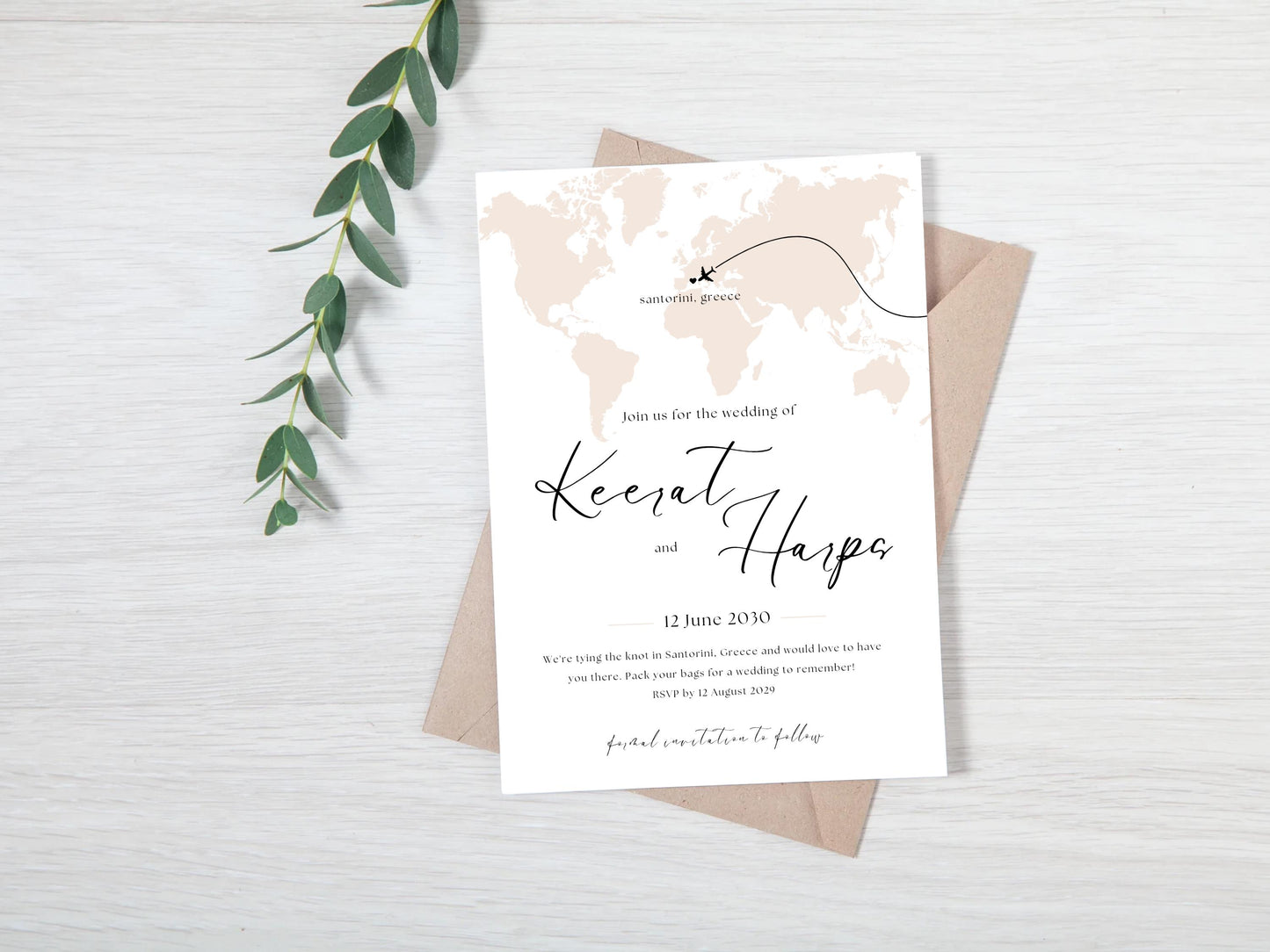 Destination Wedding Save the Date Digital Template Invitation – 2 Insert Sikh or Hindu Wedding | Nude Minimalist Aesthetic | Edit in Canva