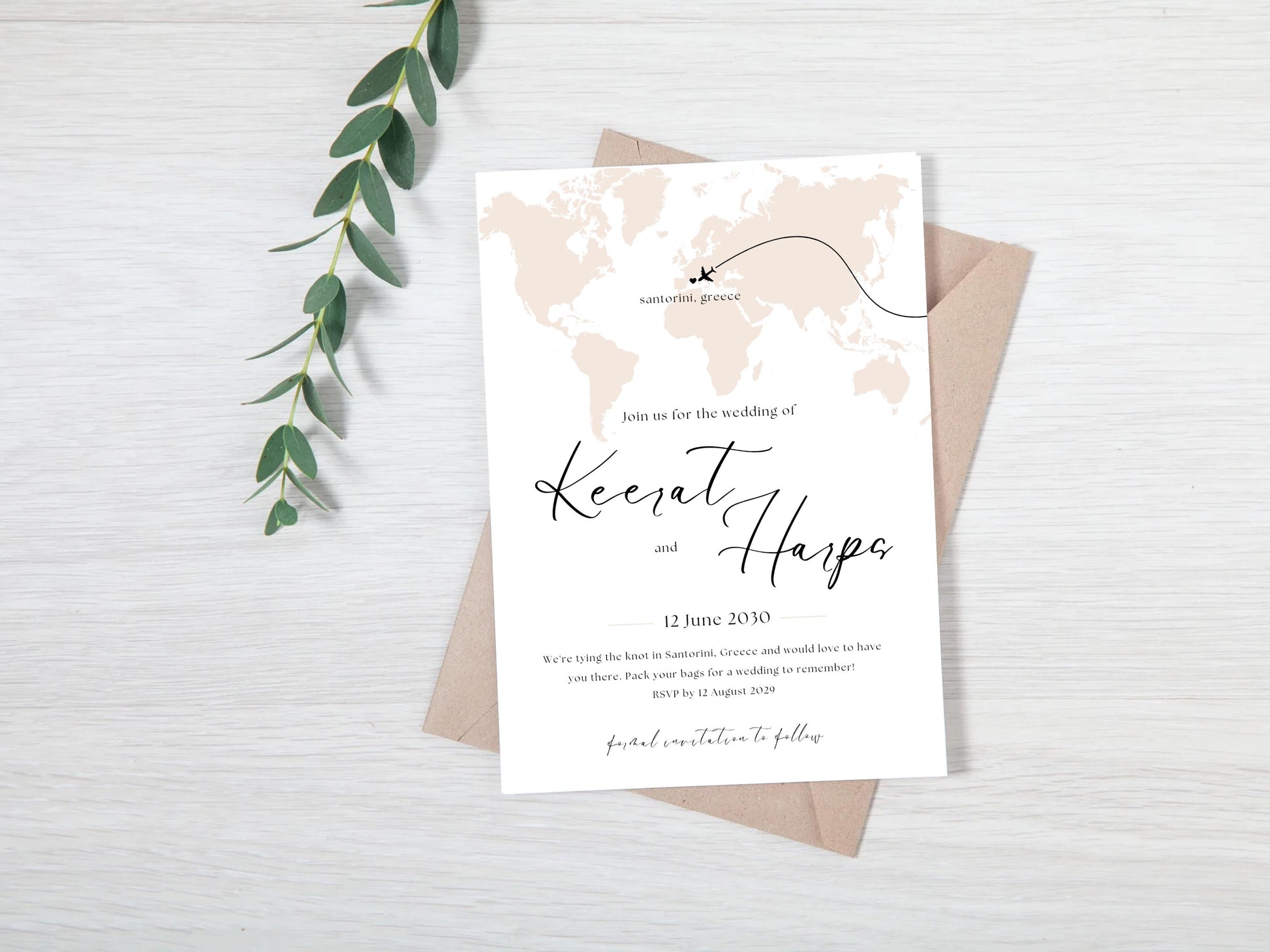 Destination Wedding Save the Date Digital Template Invitation – 2 Insert Sikh or Hindu Wedding | Nude Minimalist Aesthetic | Edit in Canva