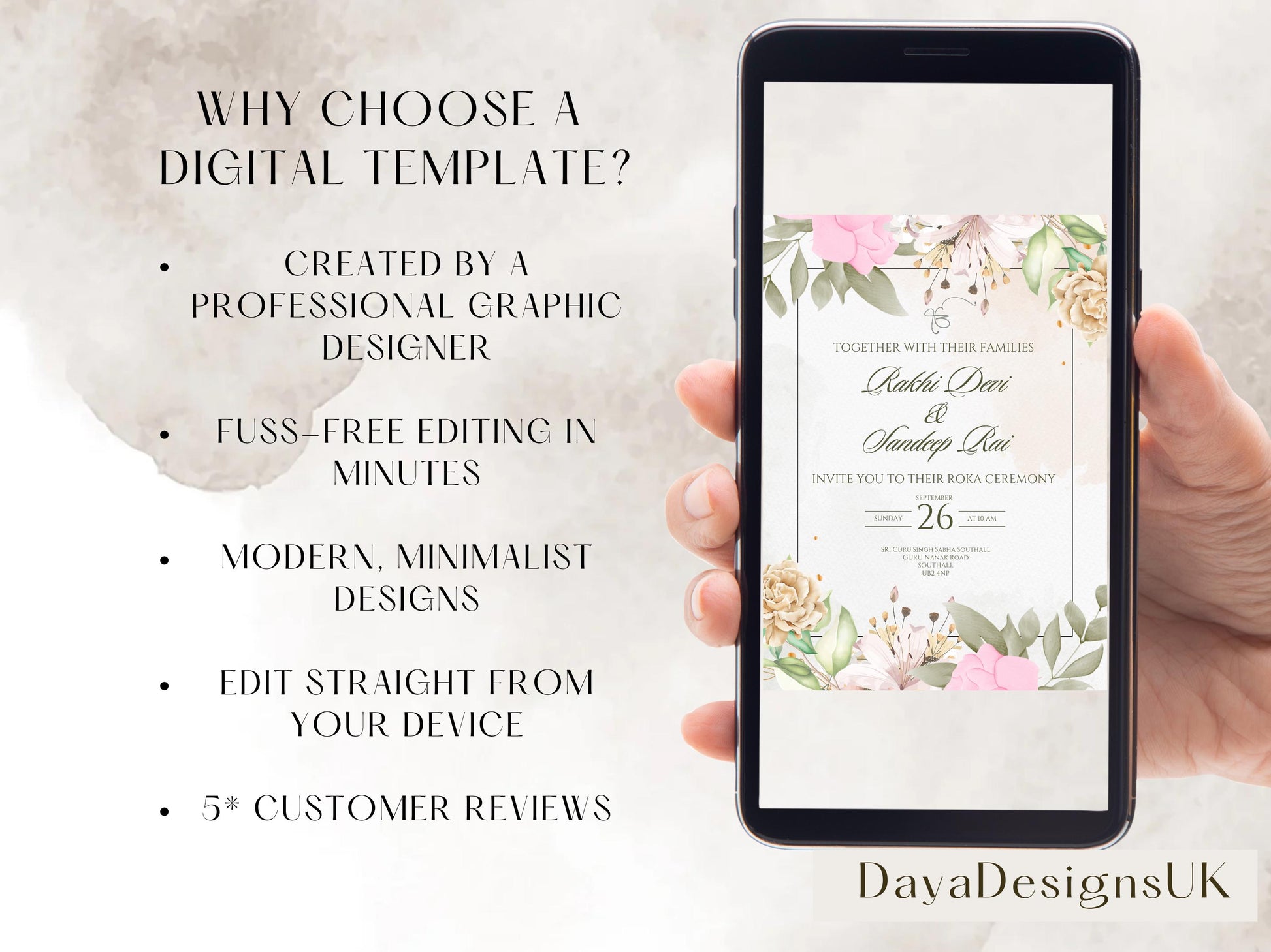 Floral Roka Chunni Welcome Sign Template | Editable Canva Digital Download | A2 Size | Matching Invitation Set | Printable Engagement Sign