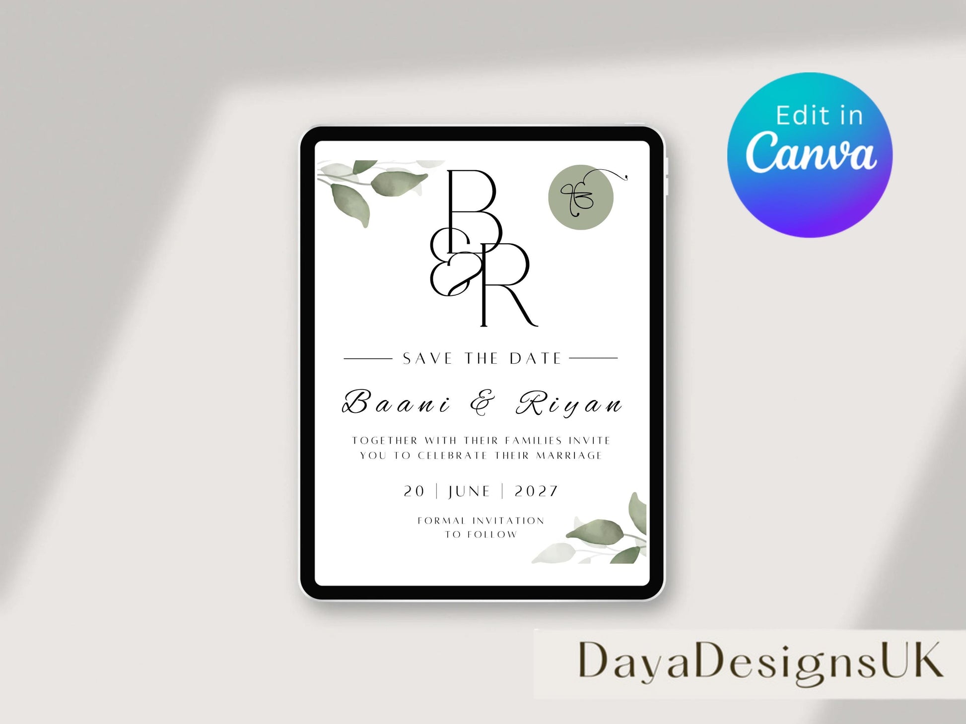 Digital Roka Chunni Takhar Ceremony Invite, Modern Floral Autumn Theme, Canva Editable, Sikh Occasion, Hindu Roka, Engagement DIY Invitation
