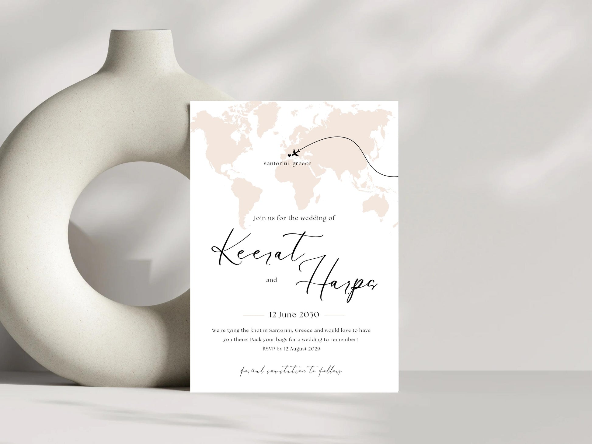 Destination Wedding Save the Date Digital Template Invitation – 2 Insert Sikh or Hindu Wedding | Nude Minimalist Aesthetic | Edit in Canva