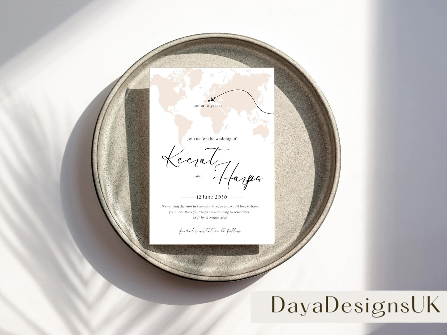 Destination Wedding Save the Date Digital Template Invitation – 2 Insert Sikh or Hindu Wedding | Nude Minimalist Aesthetic | Edit in Canva