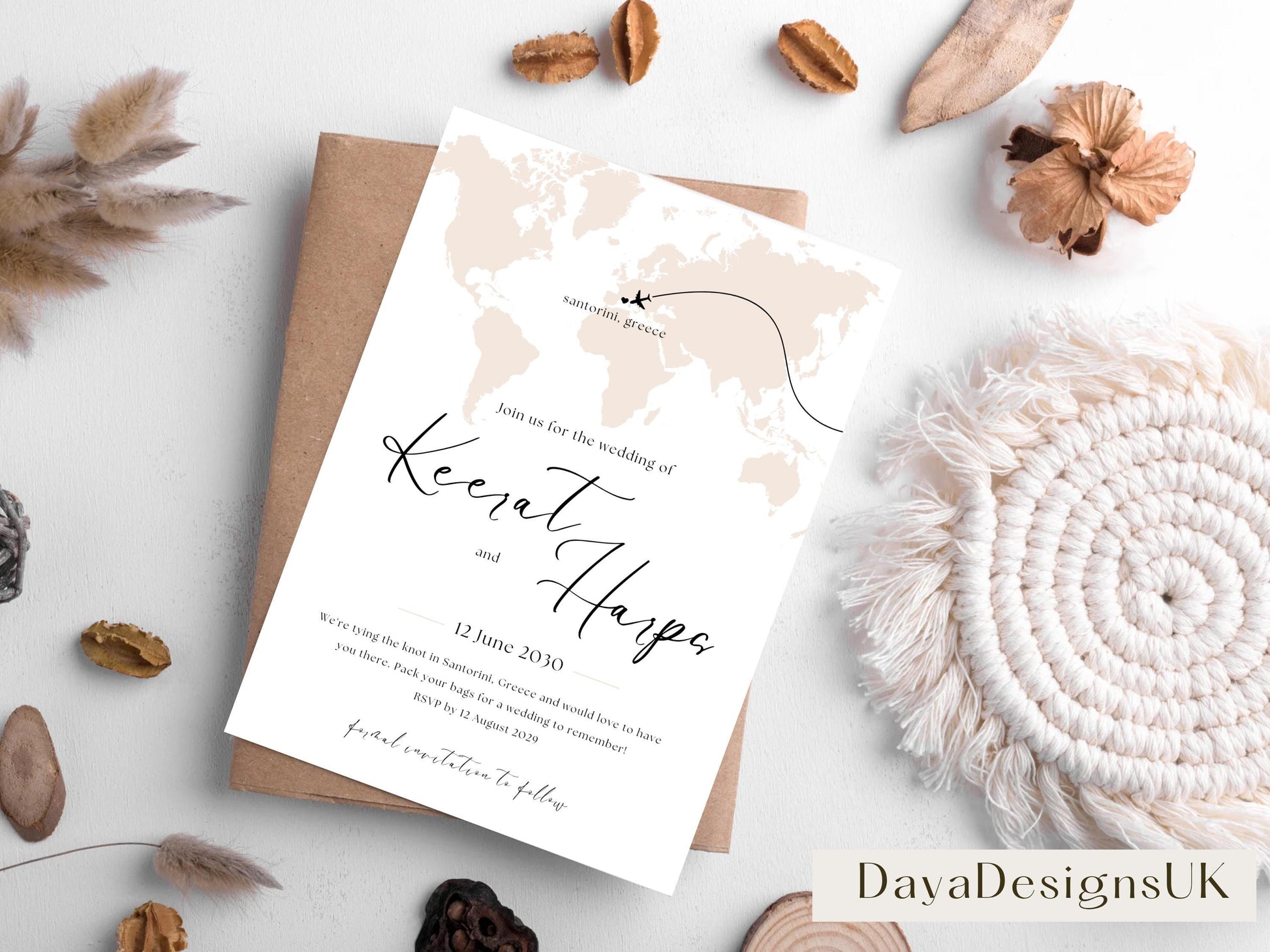 Destination Wedding Save the Date Digital Template Invitation – 2 Insert Sikh or Hindu Wedding | Nude Minimalist Aesthetic | Edit in Canva