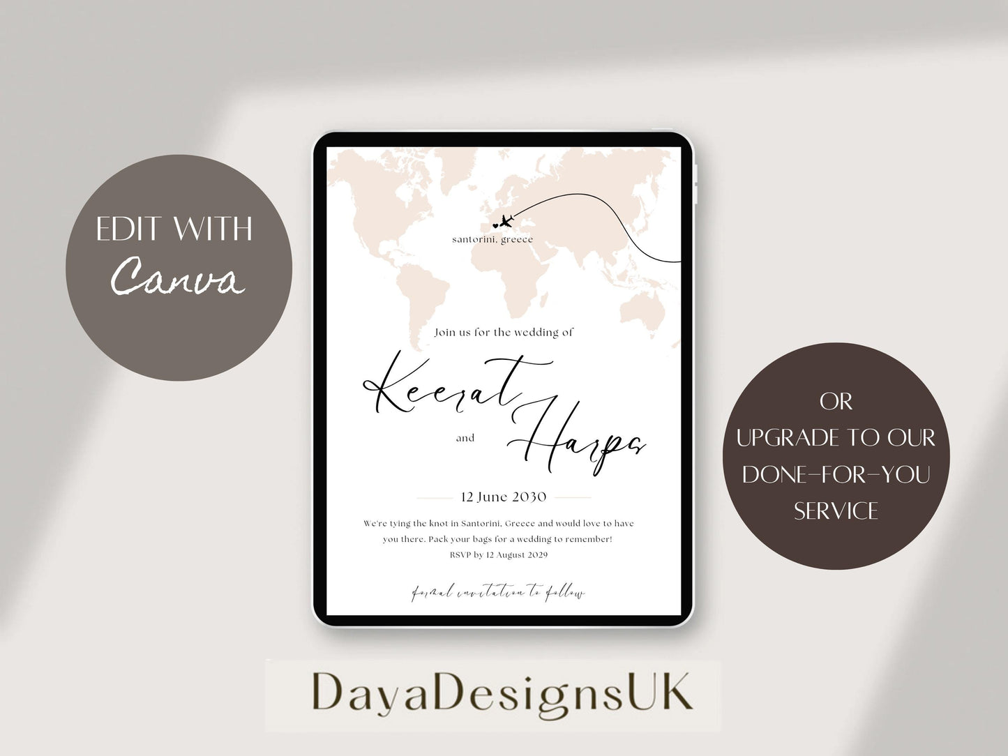 Destination Wedding Save the Date Digital Template Invitation – 2 Insert Sikh or Hindu Wedding | Nude Minimalist Aesthetic | Edit in Canva