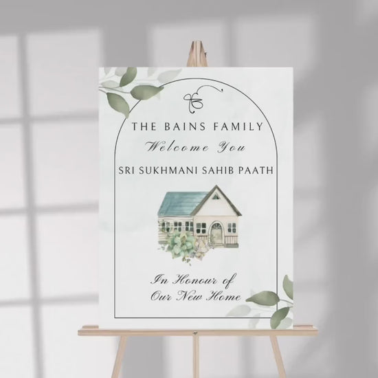 Sukhmani Sahib Paath Welcome Sign Template | Modern Eucalyptus Digital Download | A2 New Home Matching Invitation Set | Canva Editable