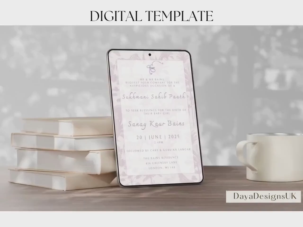 Digital Sukhmani Sahib Path Invitation, Birth of Daughter, Modern Safari Animal Theme, Canva Editable, Sikh, Girls 1st Birthday