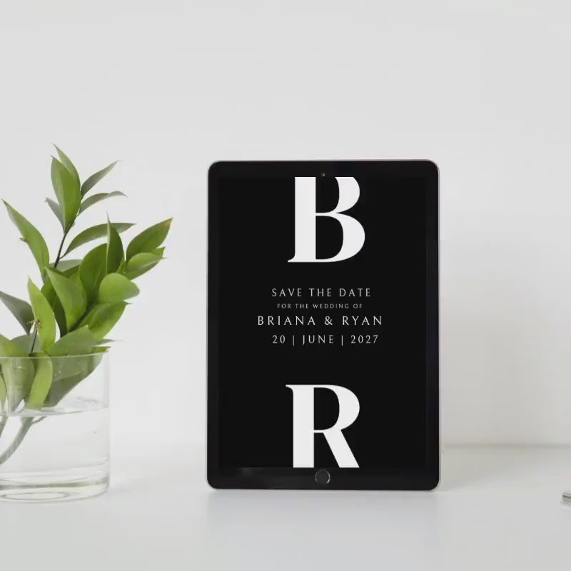 Minimalist Save The Date + Wedding Template Bundle, Black and White Digital Download, Smartphone, Aesthetic Template, Editable