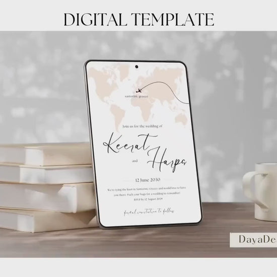 Destination Wedding Save the Date Digital Template Invitation – 2 Insert Sikh or Hindu Wedding | Nude Minimalist Aesthetic | Edit in Canva