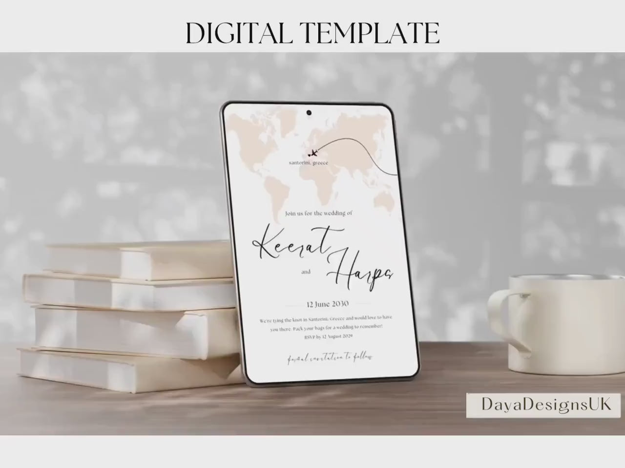 Destination Wedding Save the Date Digital Template Invitation – 2 Insert Sikh or Hindu Wedding | Nude Minimalist Aesthetic | Edit in Canva