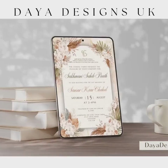 Sukhmani Sahib Path Digital Invitation, 21st Birthday, Modern Rustic Decor, Canva Editable, Made-To-Order Service Available