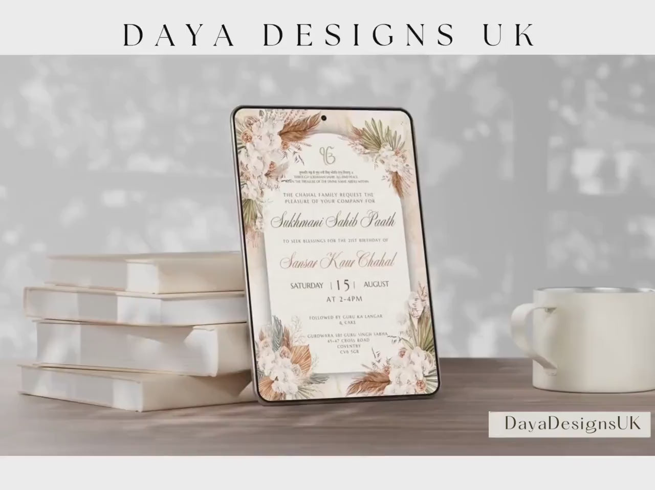 Sukhmani Sahib Path Digital Invitation, 21st Birthday, Modern Rustic Decor, Canva Editable, Made-To-Order Service Available