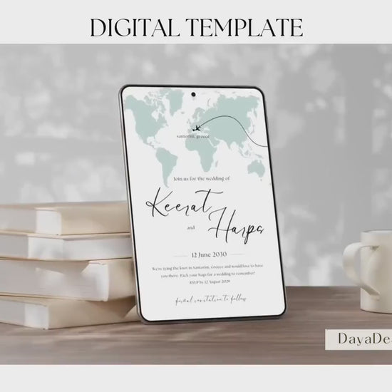 Destination Wedding Save the Date Digital Template Invitation – 2 Insert Sikh or Hindu Wedding | Sage Minimalist Aesthetic | Edit in Canva
