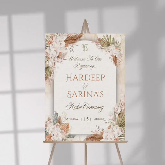 Rustic Autumn Floral Roka Welcome Sign Template | Editable Canva Digital Download | A2 Ceremony Sign | Matching Invitation Set | Engagement